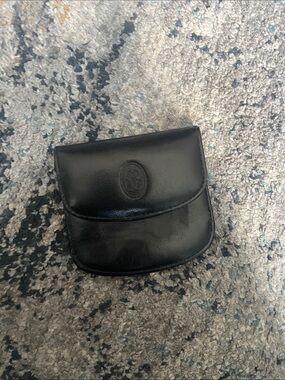 Buxton Black Leather Coin Pouch with Embossed Logo